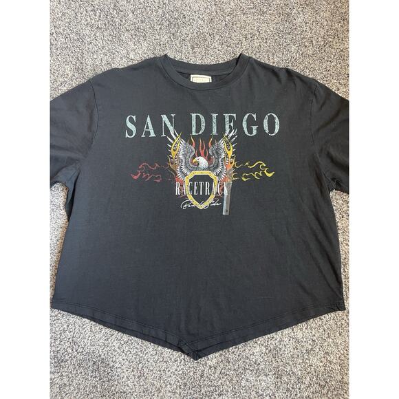 Modish Rebel San Diego Racetrack Cropped T-shirt BKE NWT Sz XL - Picture 2 of 8
